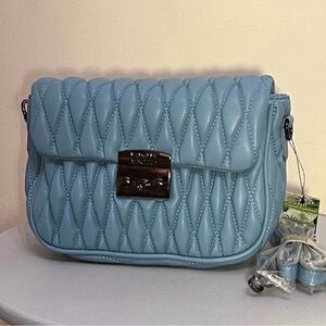 NWT Badgley Mischka Blue Quilted Crossbody Messenger Bag